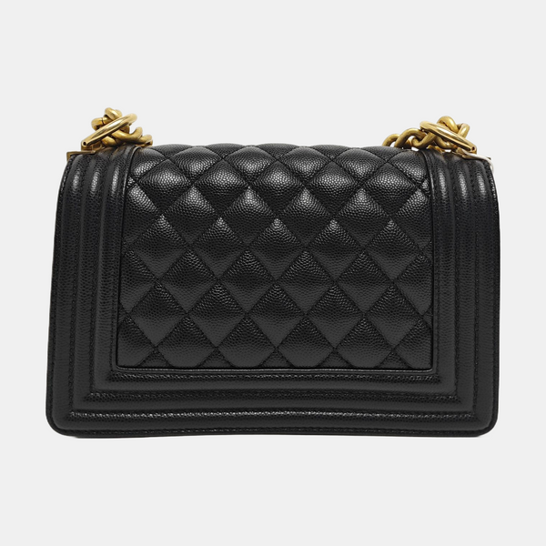 BOY CHANEL Small Quilted Grained Calfskin Black