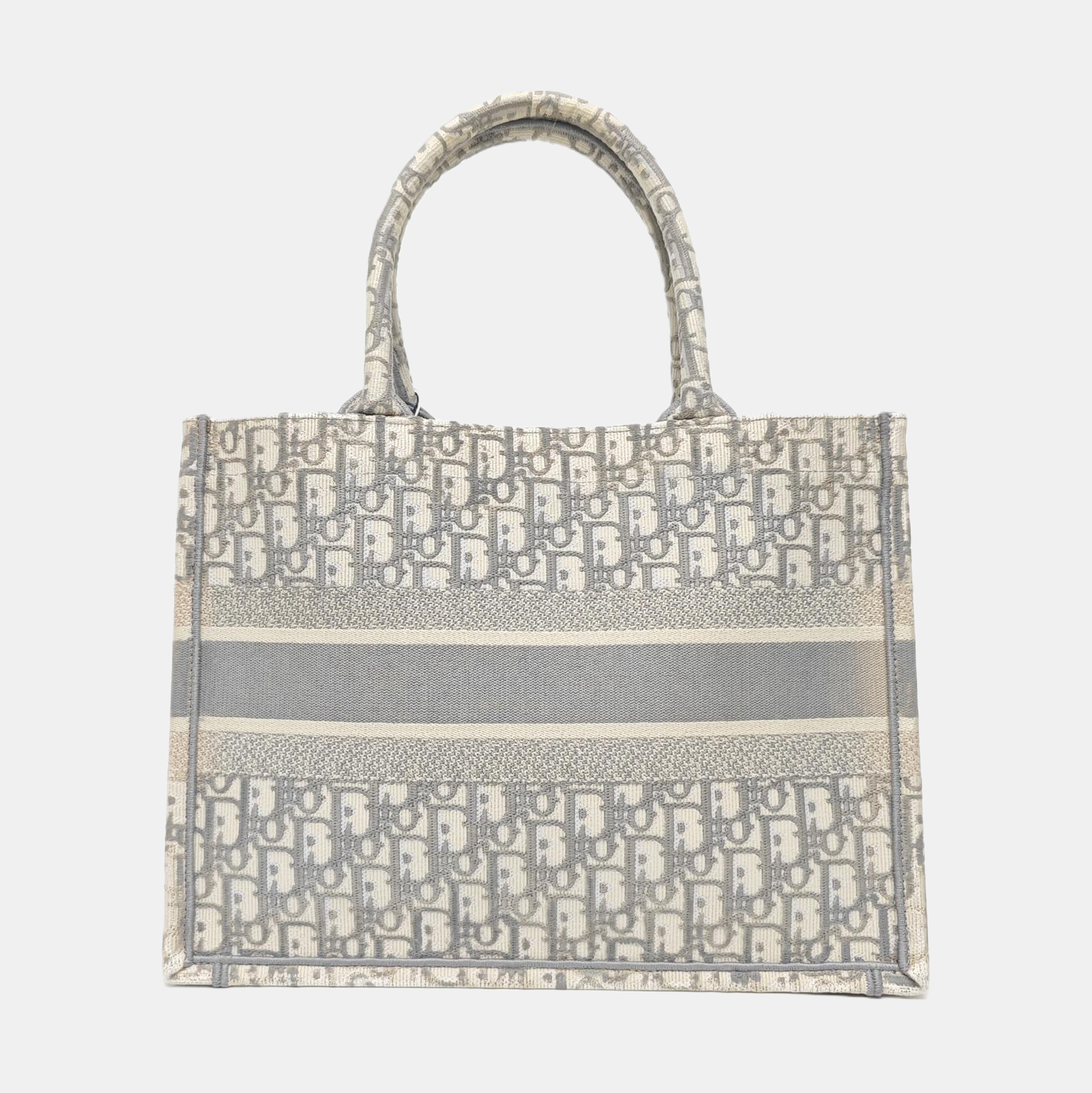 Book Tote Medium Oblique Canvas White