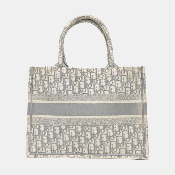 Book Tote Medium Oblique Canvas White