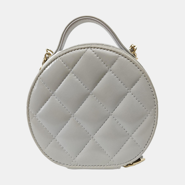 ROUND Quilted Lambskin Gray