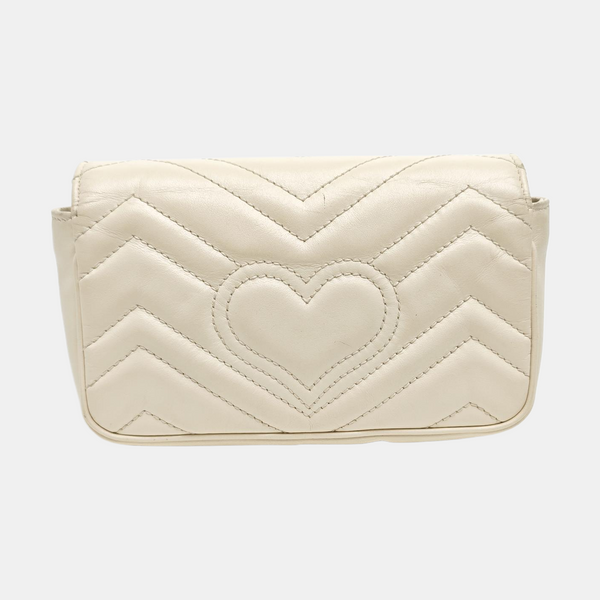GG Marmont Mini Quilted Calfskin White