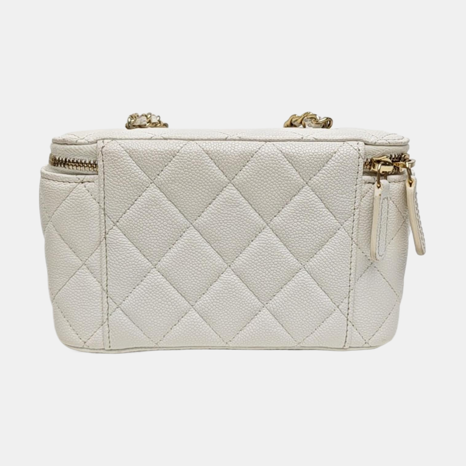 VANITY CASE Medium Quilted Grained Calfskin White