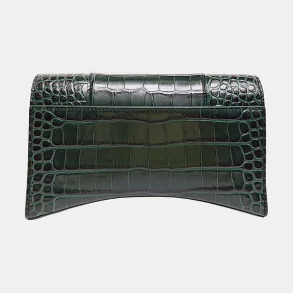 Hourglass Wallet On Chain Small Calfskin Green