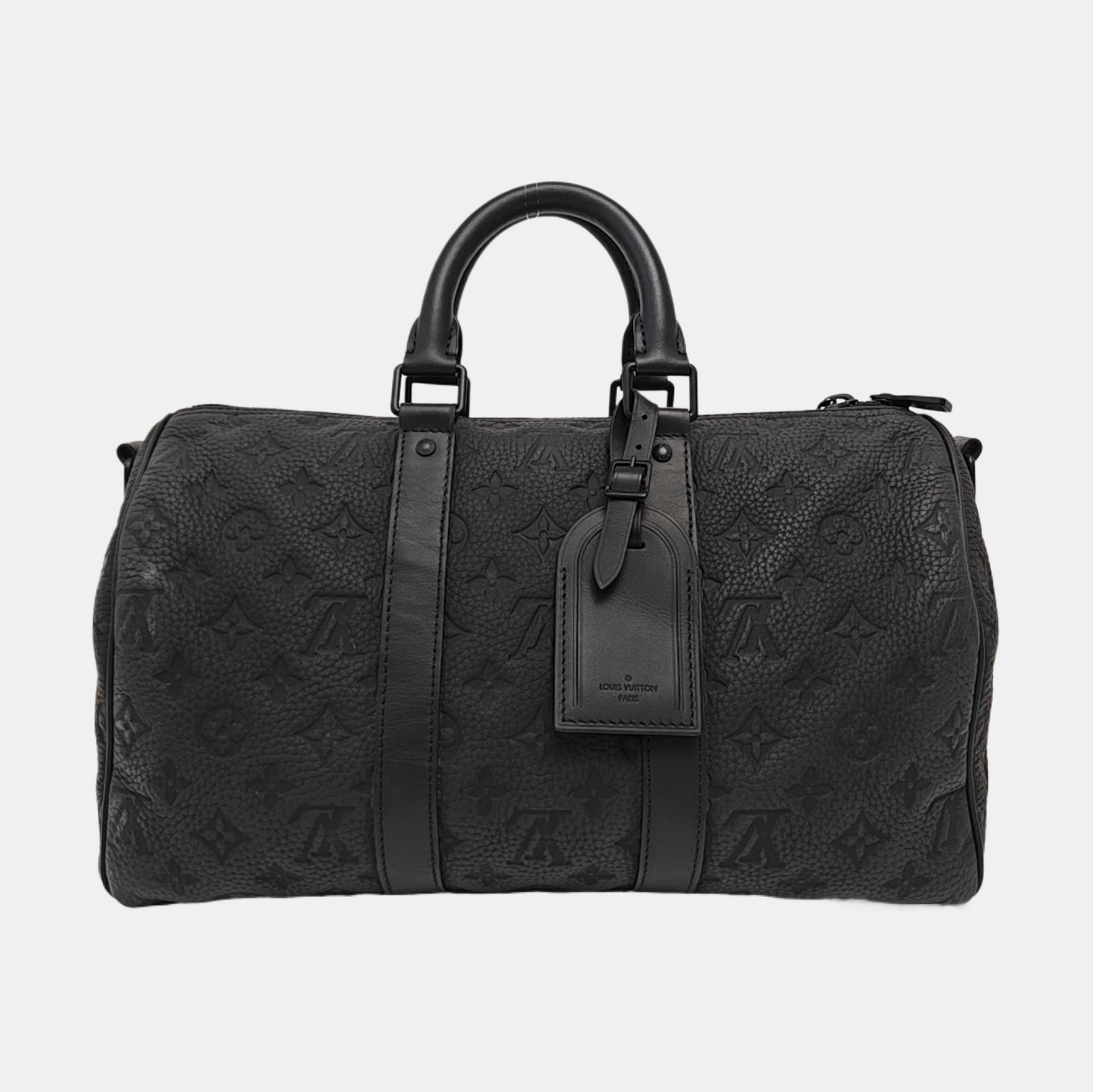 KEEPALL 35 Monogram Calfskin Black