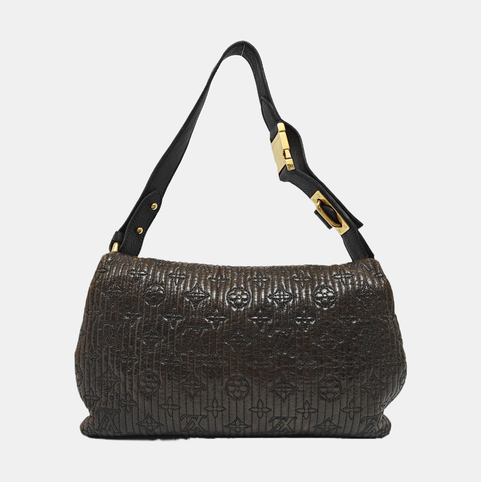 Monogram Lambskin Shoulder Bag Brown