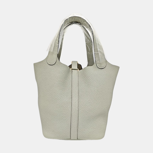 Authenticated pre-owned  Picotin Lock 18 Clemence Gray - Bucket Bag at Looply