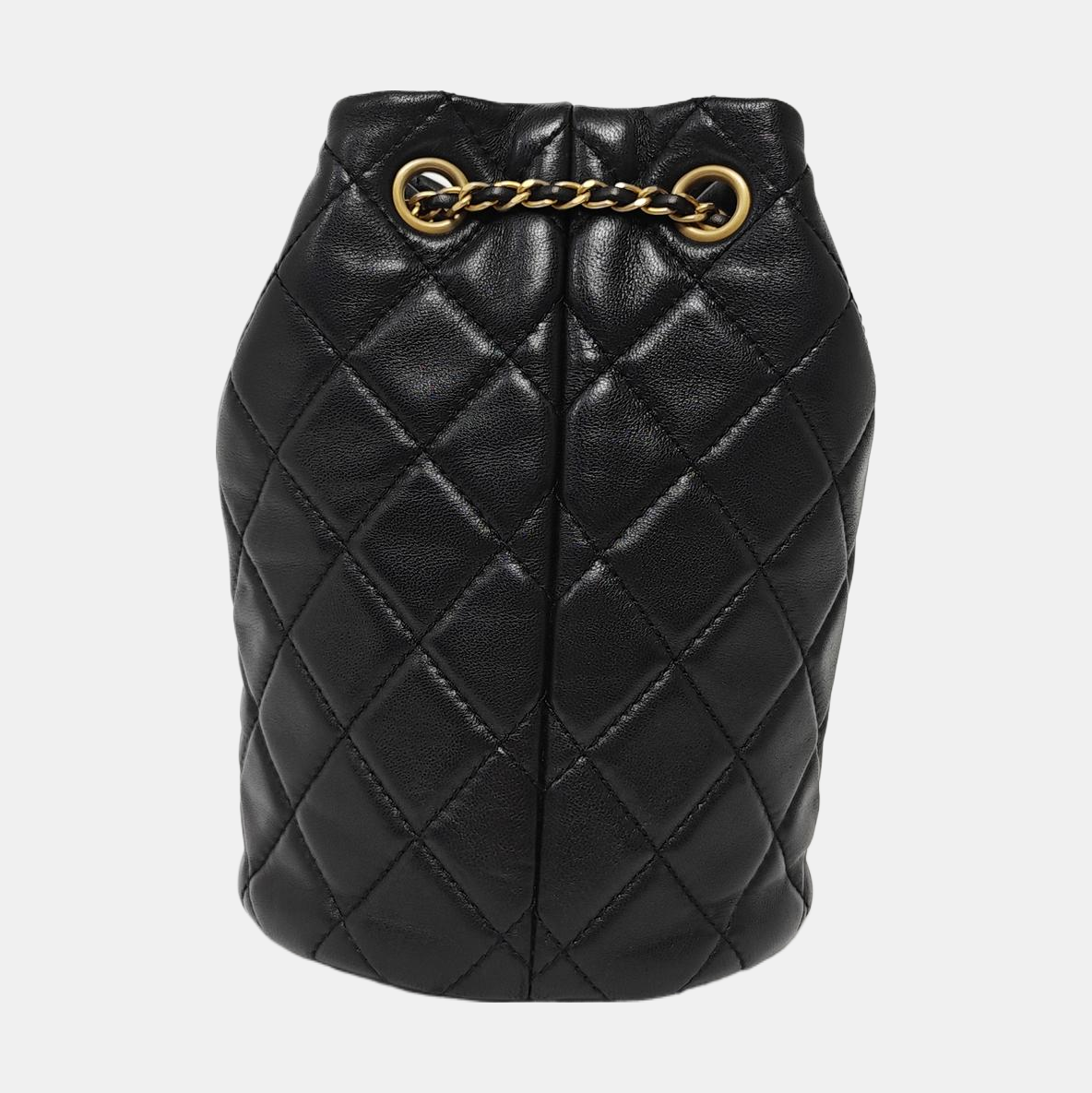 Quilted Lambskin Bucket Bag Black