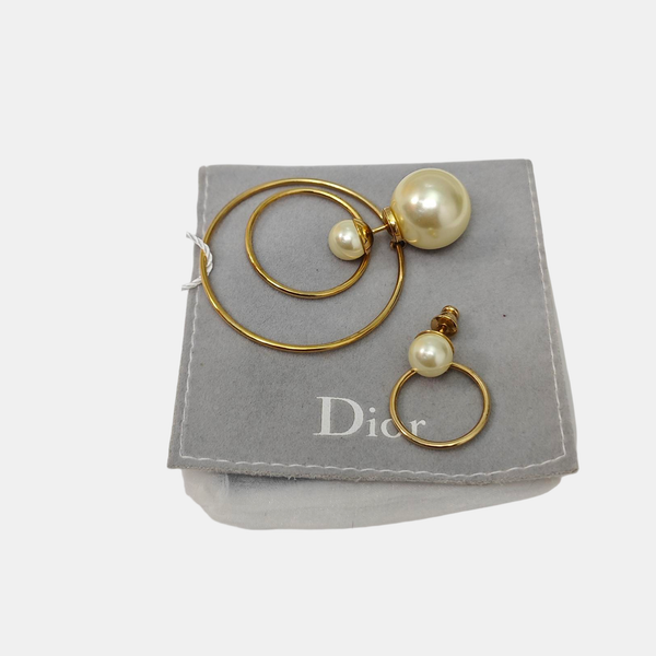 Dior Tribales Metal White Stud Earrings