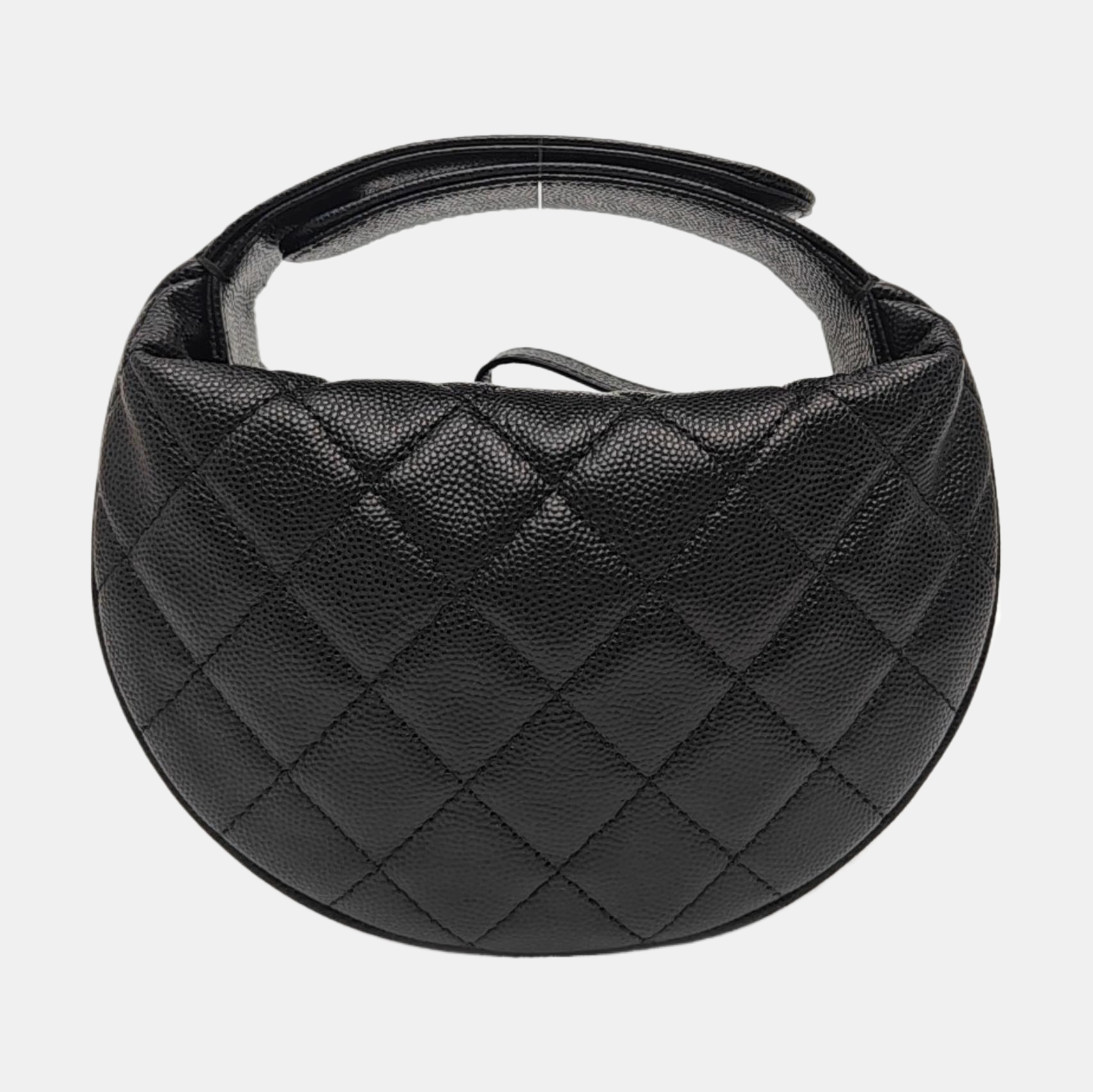 Quilted Grained Calfskin Top Handle Bag Mini Black