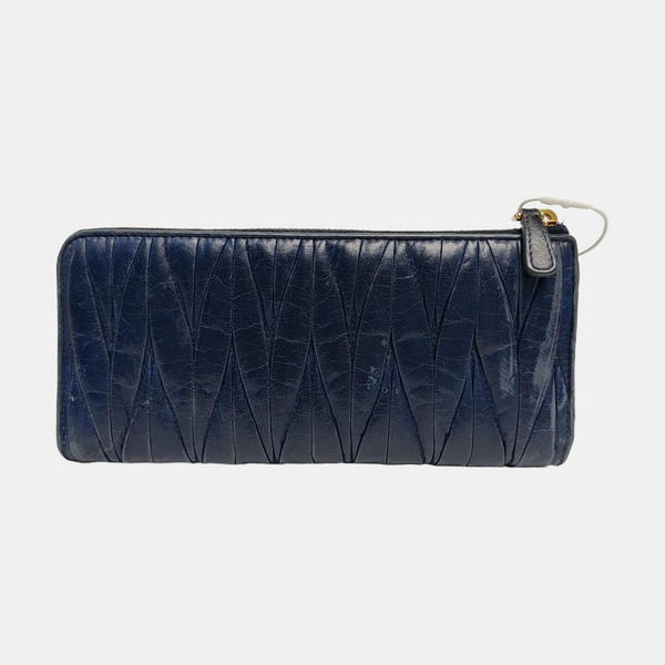 Quilted Lambskin Wallet Blue