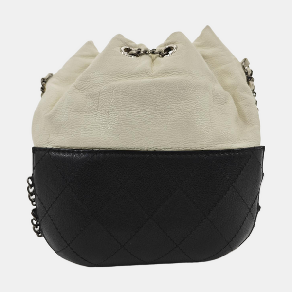 DRAWSTRING Medium Quilted Calfskin White