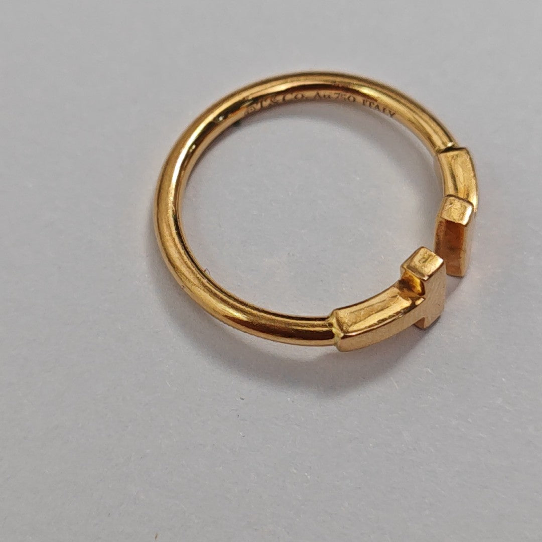 Tiffany T 18k Rose Gold Ring EU 50