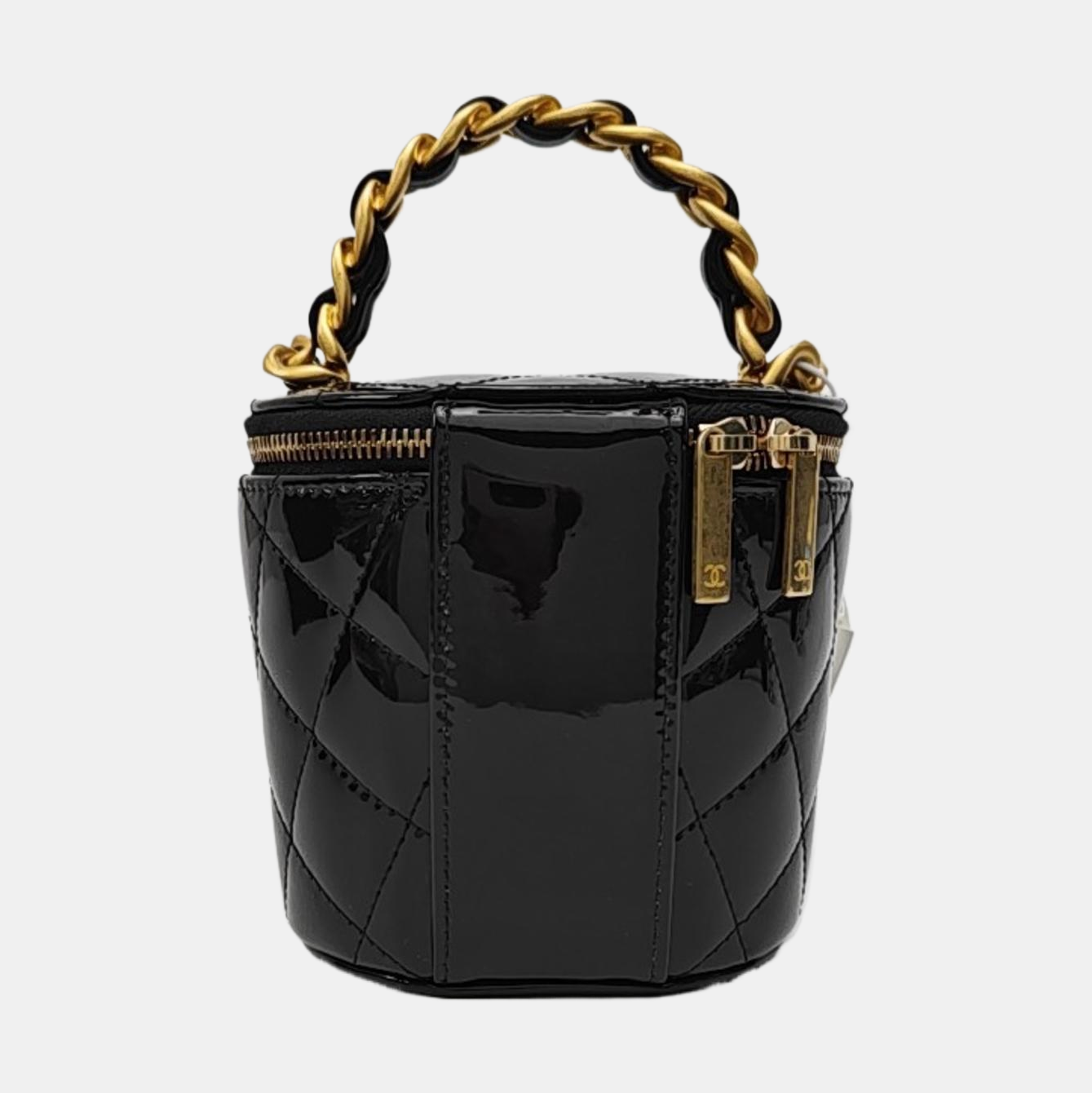 VANITY CASE Mini Quilted Patent Calfskin Black