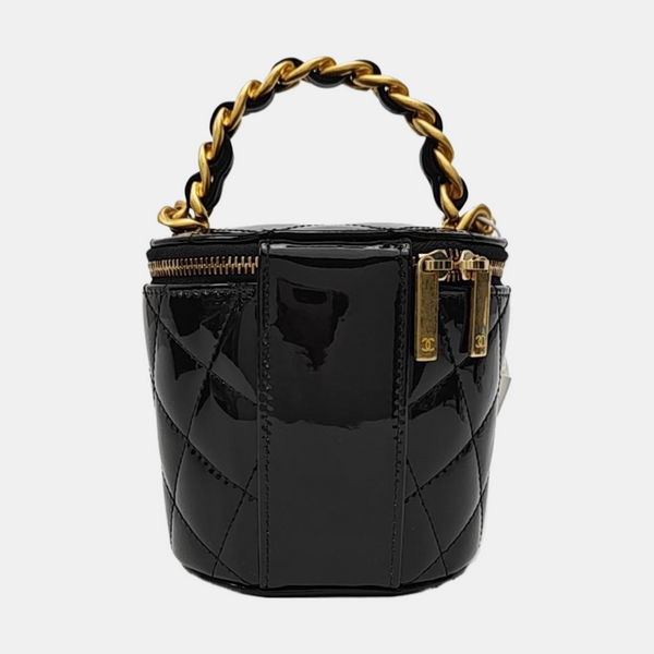 VANITY CASE Mini Quilted Patent Calfskin Black