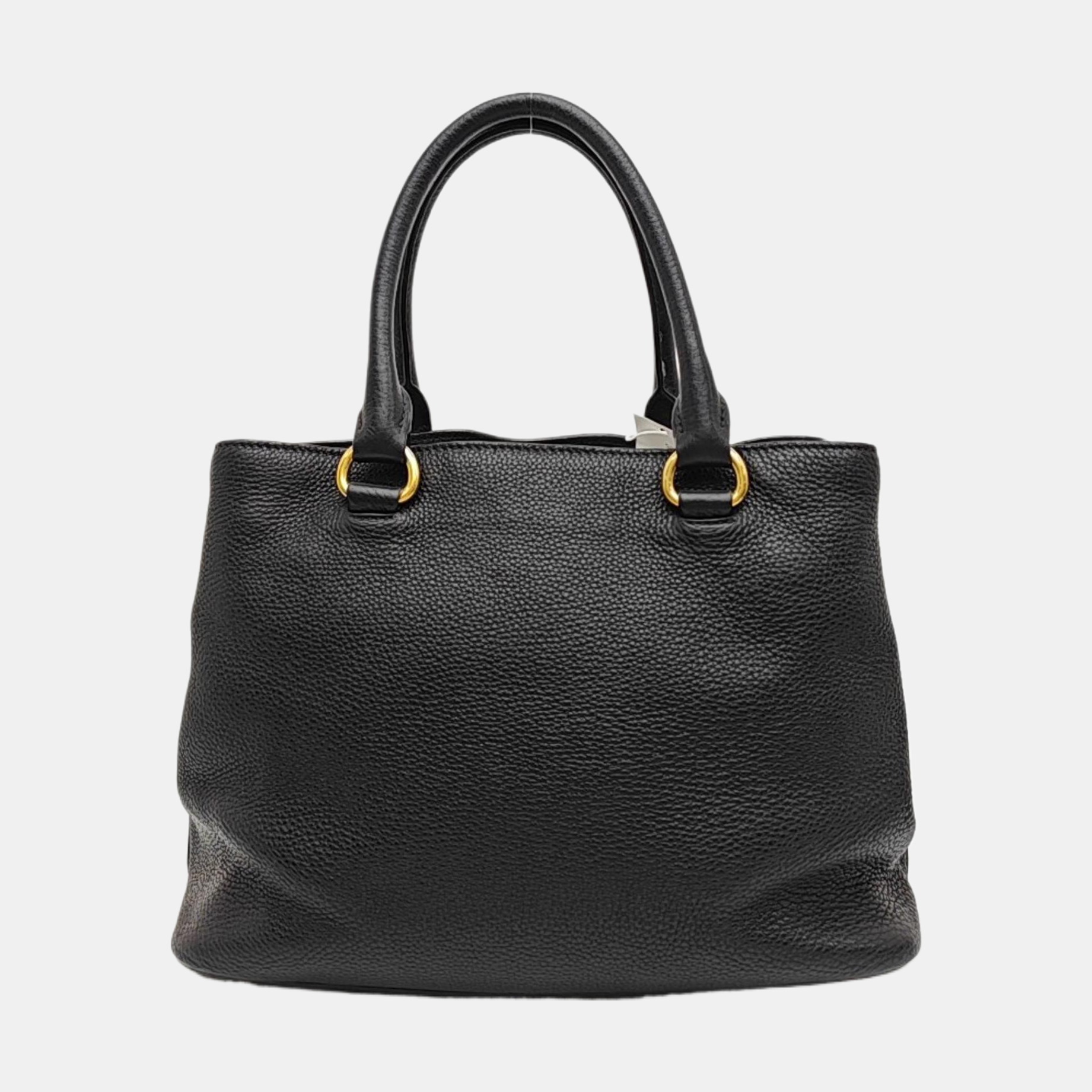 Calfskin Top Handle Bag Black