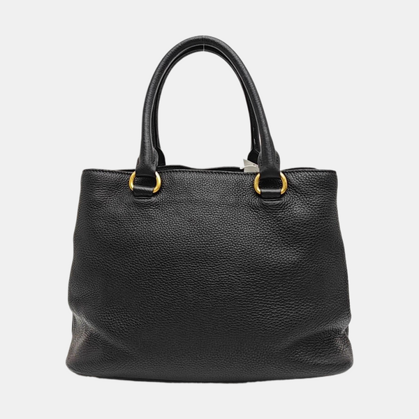 Calfskin Top Handle Bag Black
