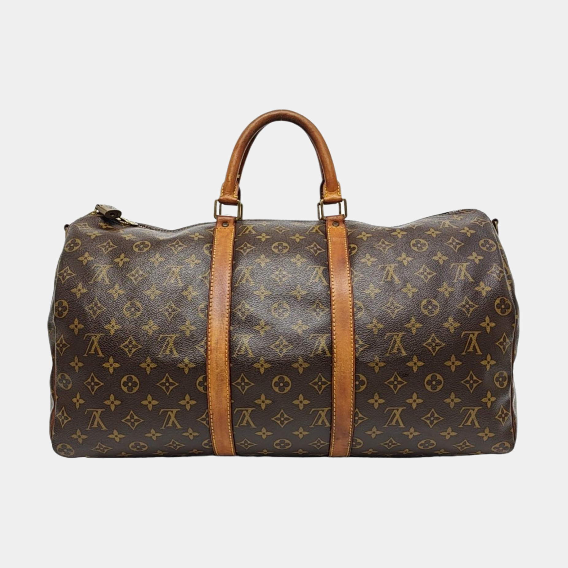 KEEPALL 50 Monogram Coated Canvas Brown