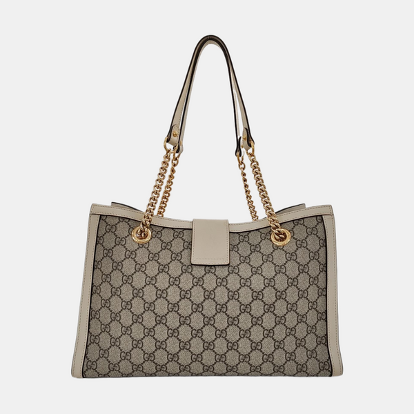 Authenticated pre-owned  Padlock Medium Monogram Coated Canvas Beige - Tote Bag at Looply