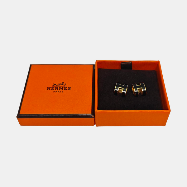 Pop H Metal Gold Stud Earrings