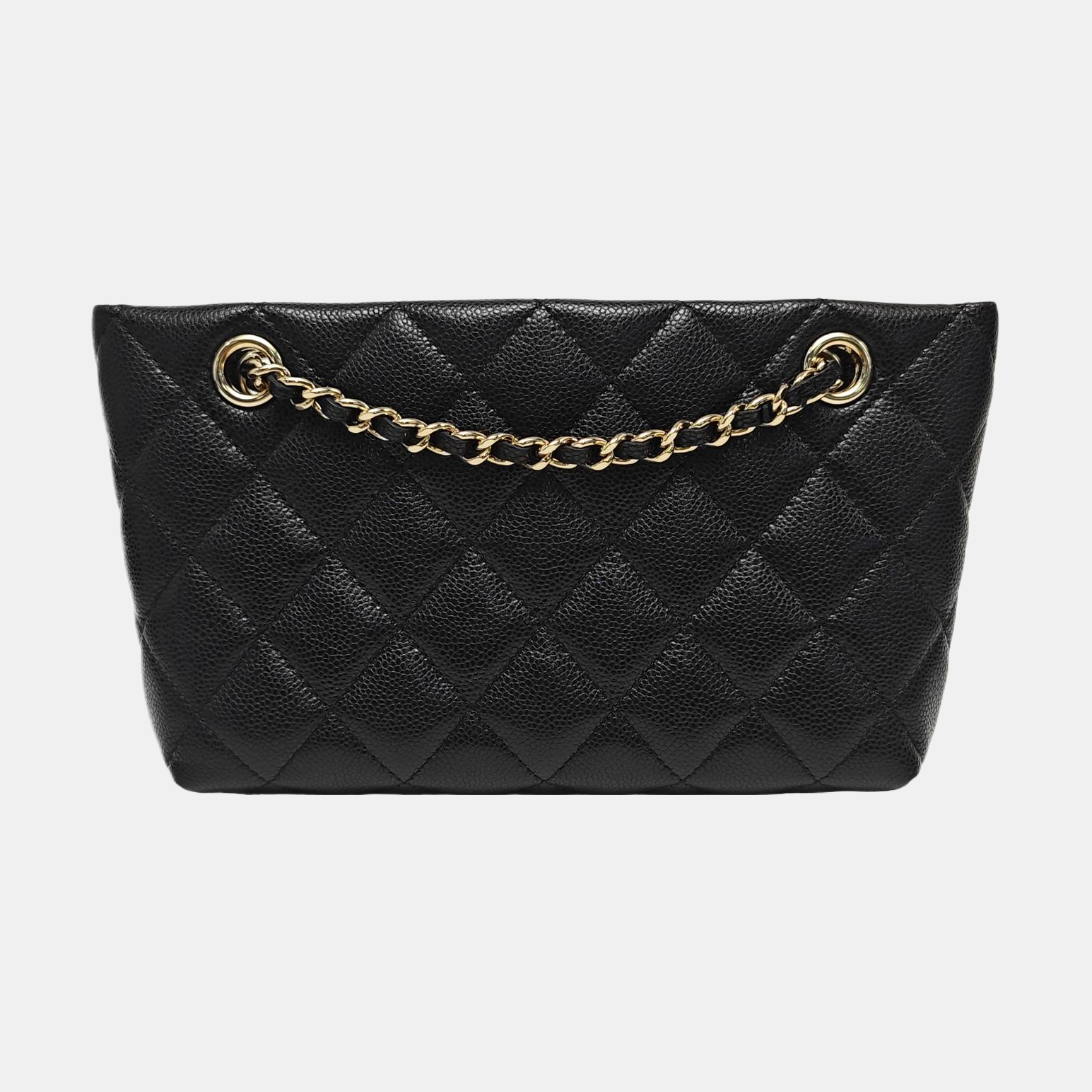 Quilted Grained Calfskin Shoulder Bag Black