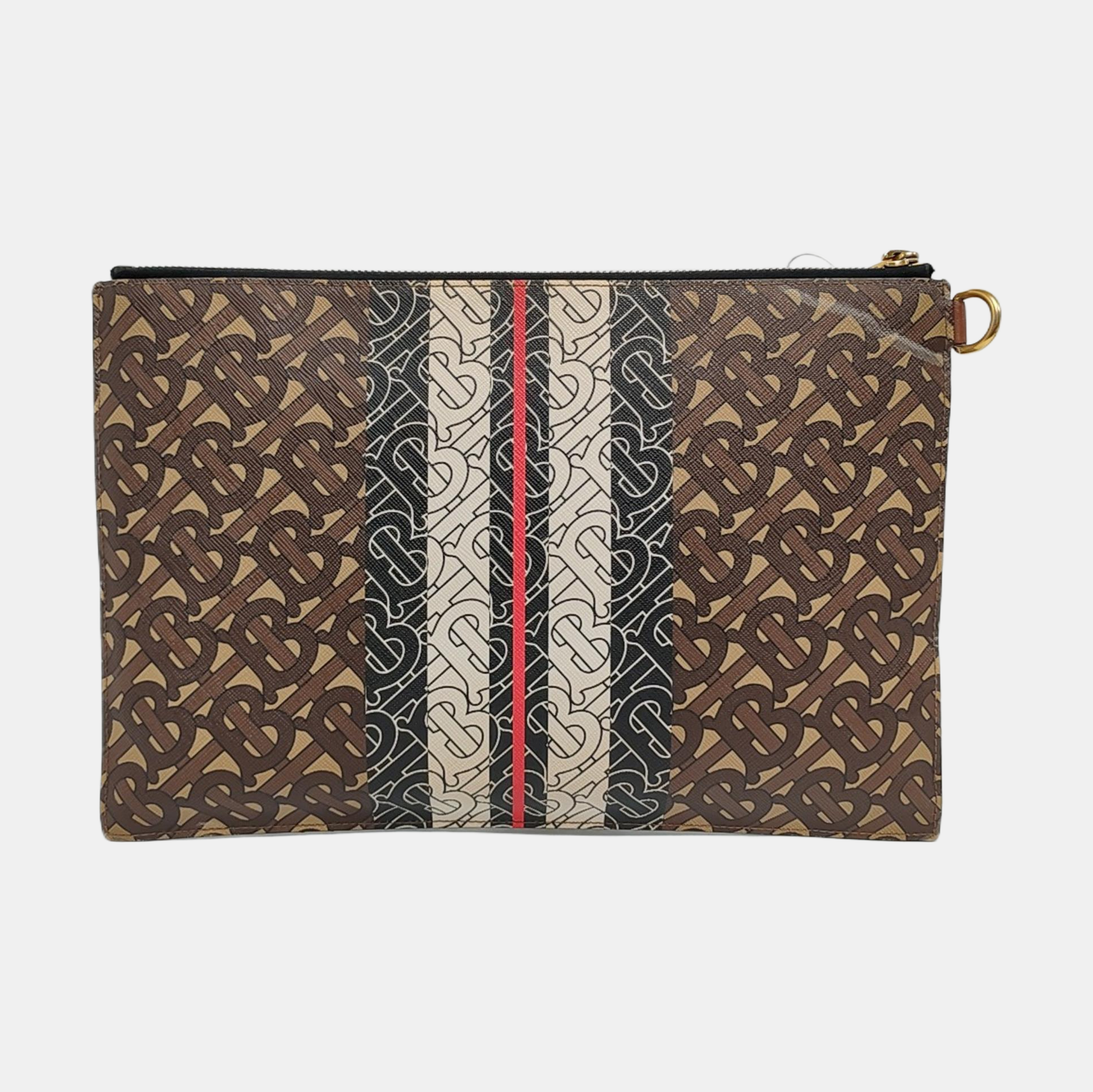 Coated Canvas Clutch Brown