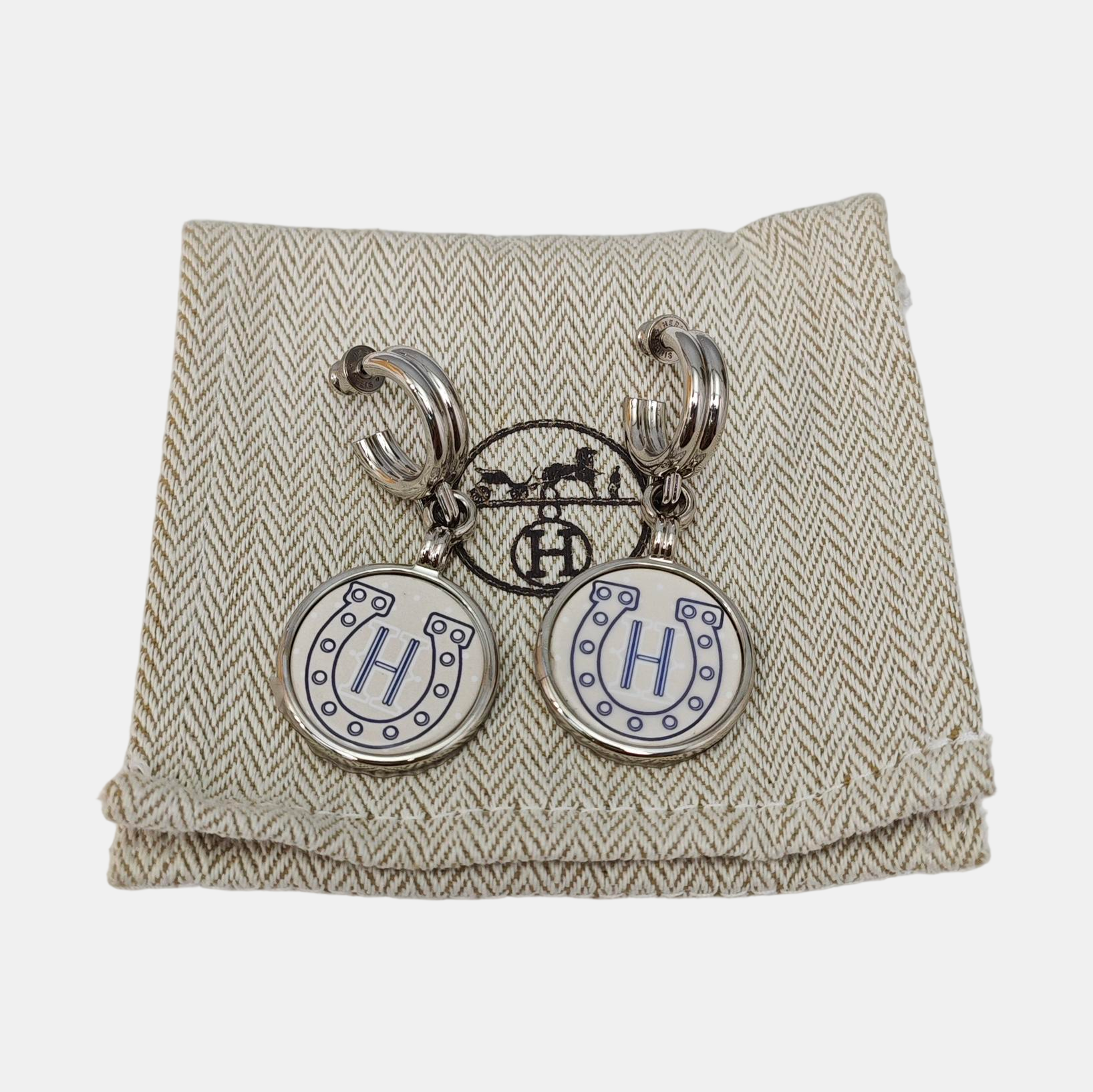 Metal Beige Stud Earrings