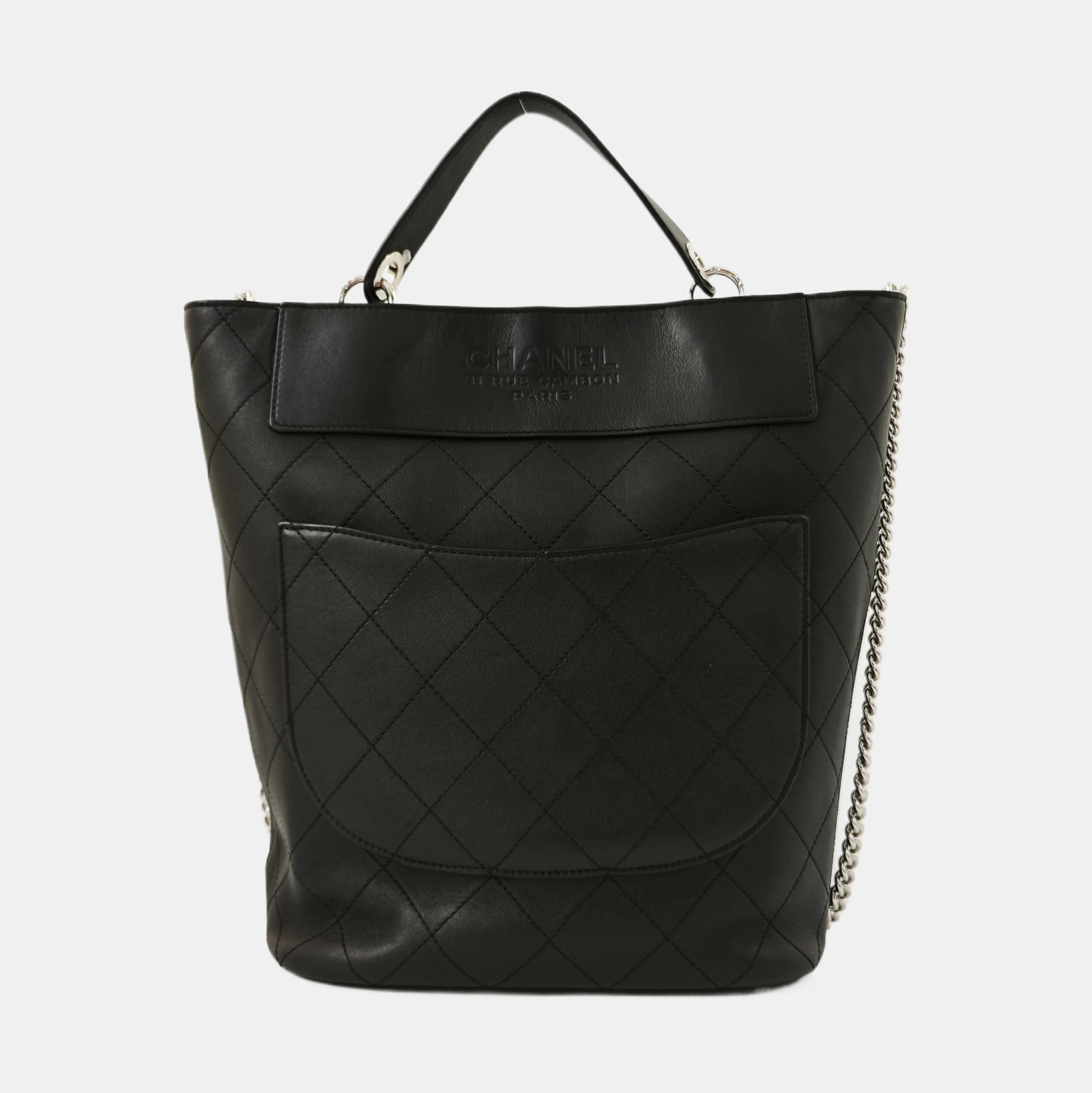 Quilted Calfskin Bucket Bag Black