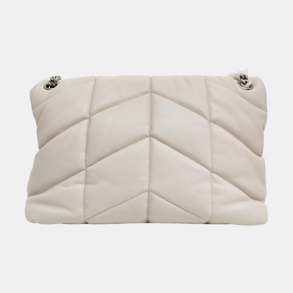 LOULOU Medium Quilted Lambskin White