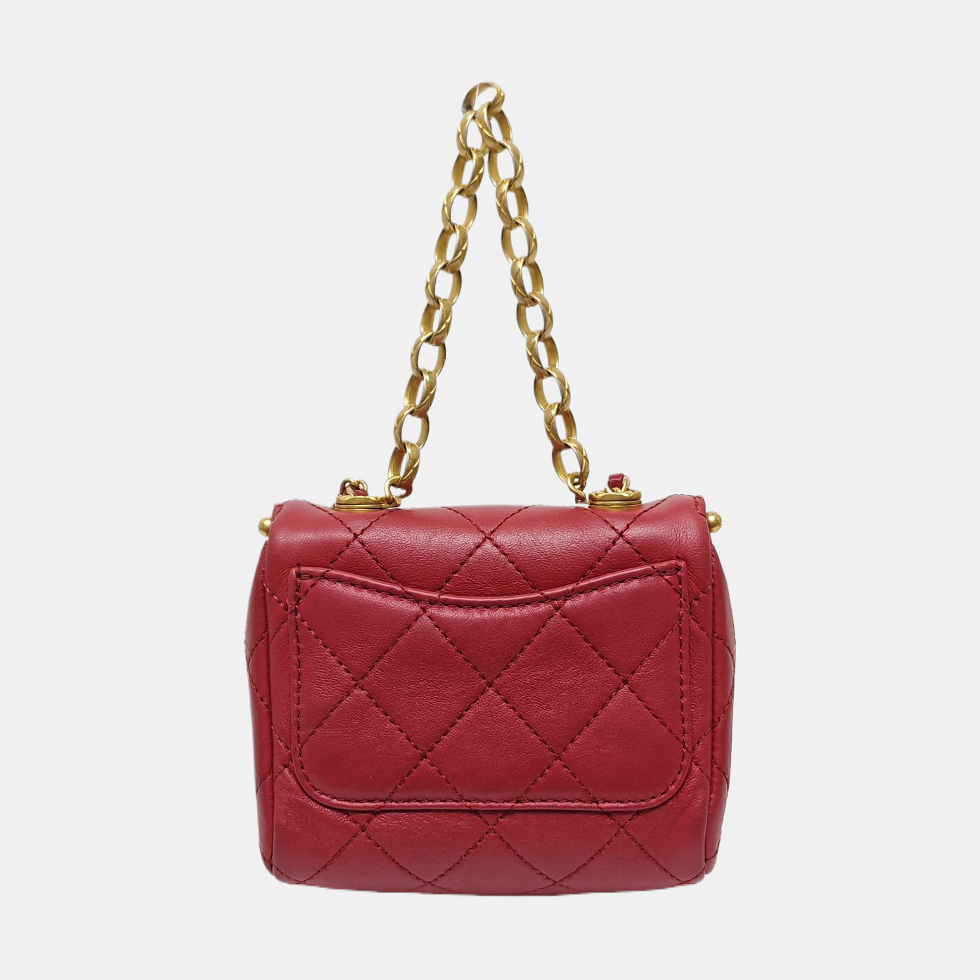 Quilted Lambskin Shoulder Bag Small Red