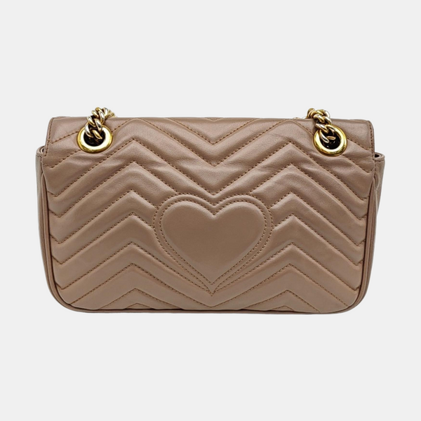 GG Marmont Medium Quilted Calfskin Beige