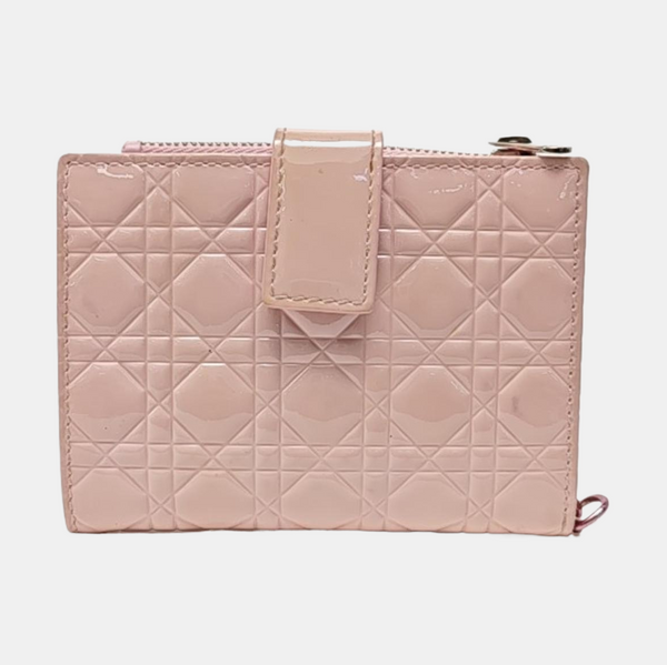 Lady Dior Cannage Patent Leather Pink Wallet