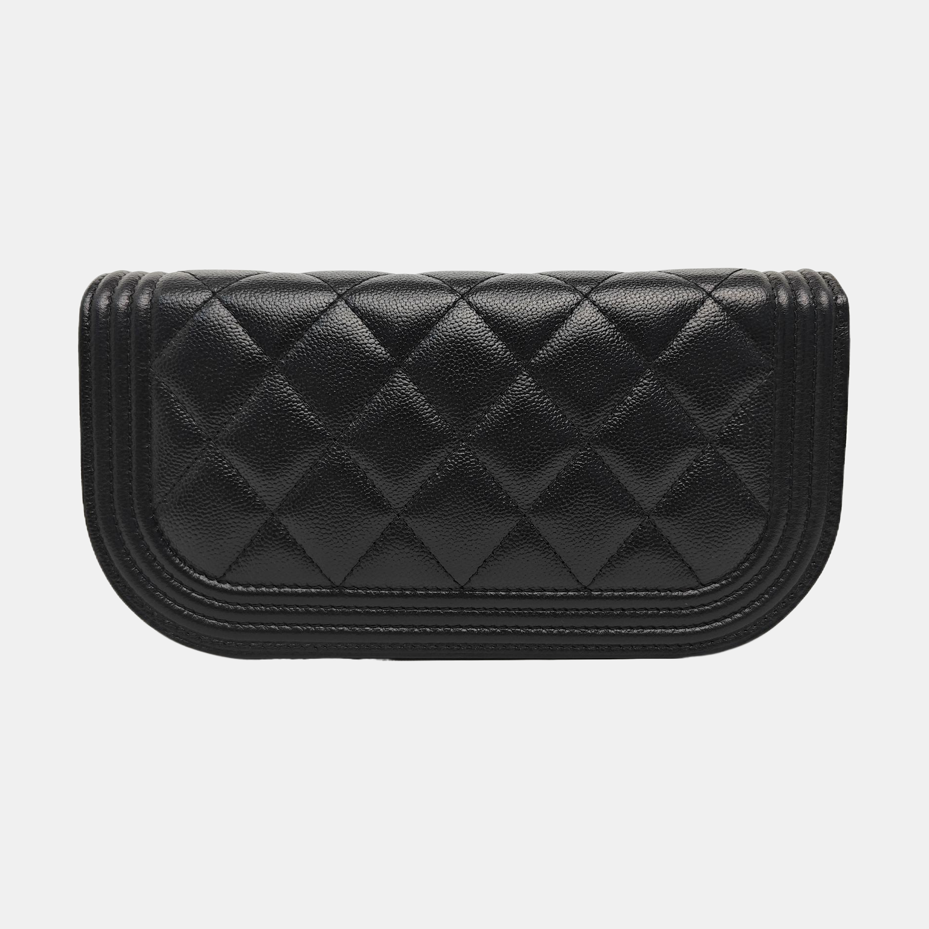 Quilted Grained Calfskin Shoulder Bag Black