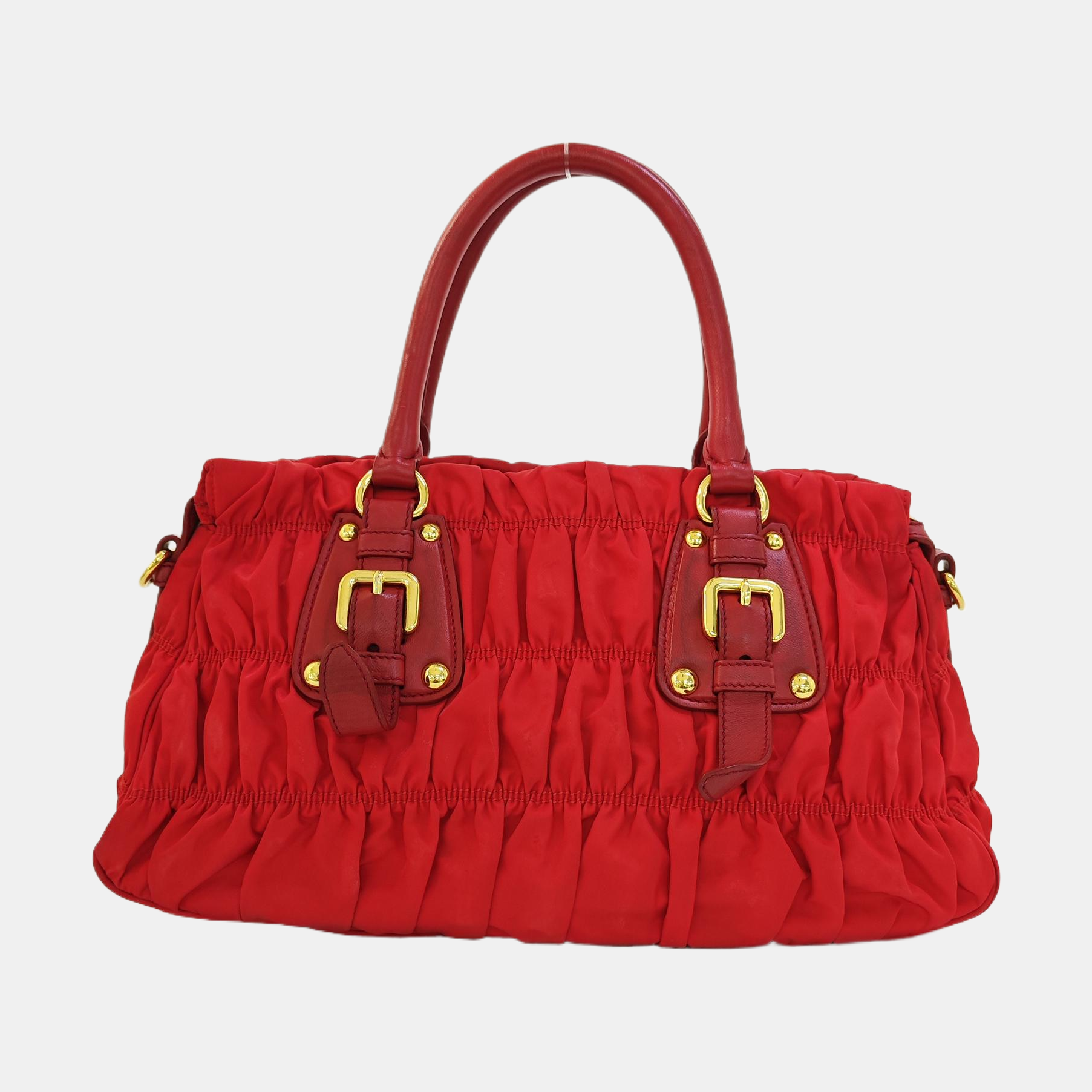 Quilted Nylon Tote Bag Red