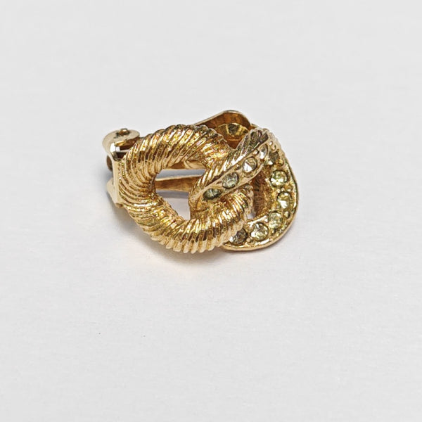 Twist Round Metal Gold Clip On Earrings