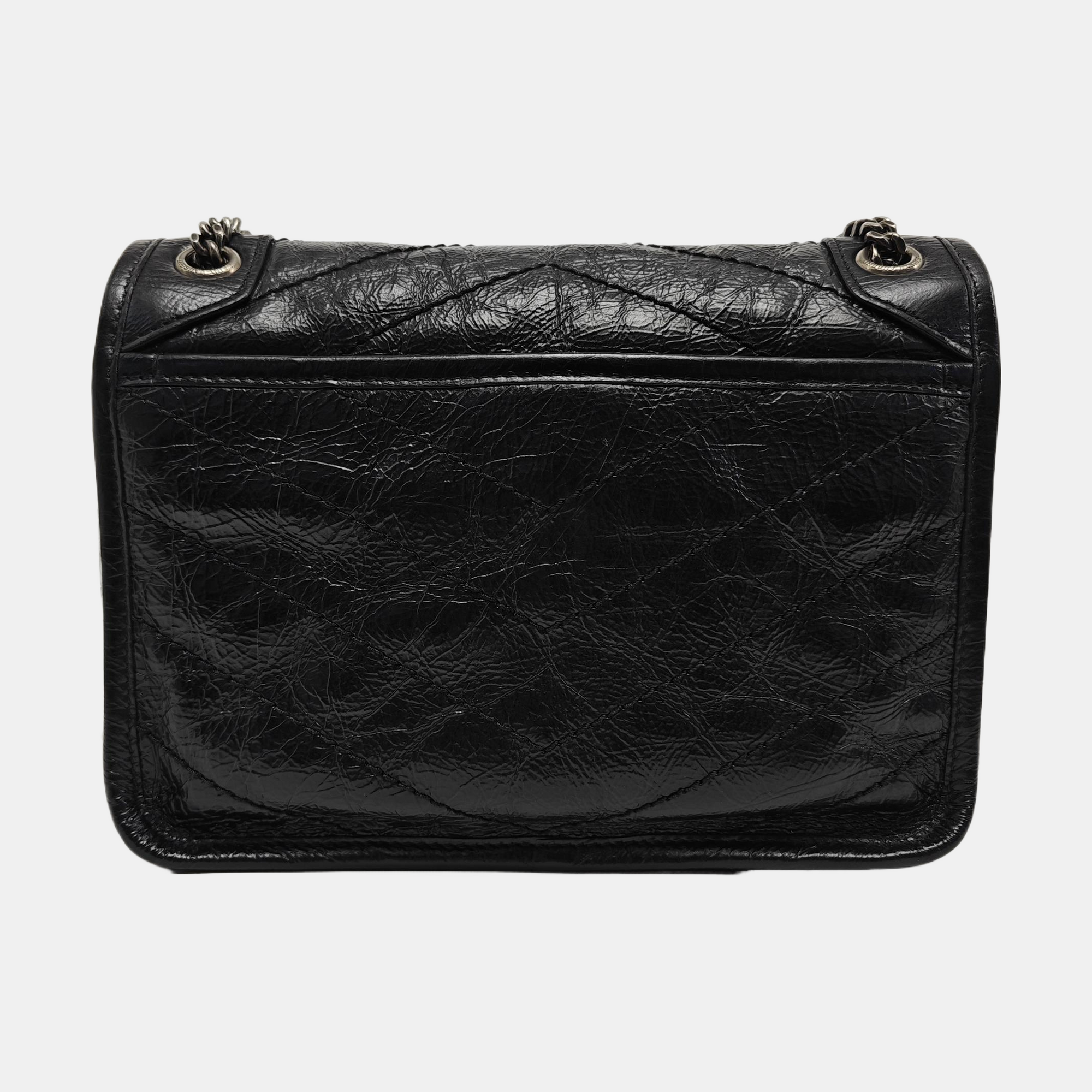 NIKI Small Chevron Calfskin Black