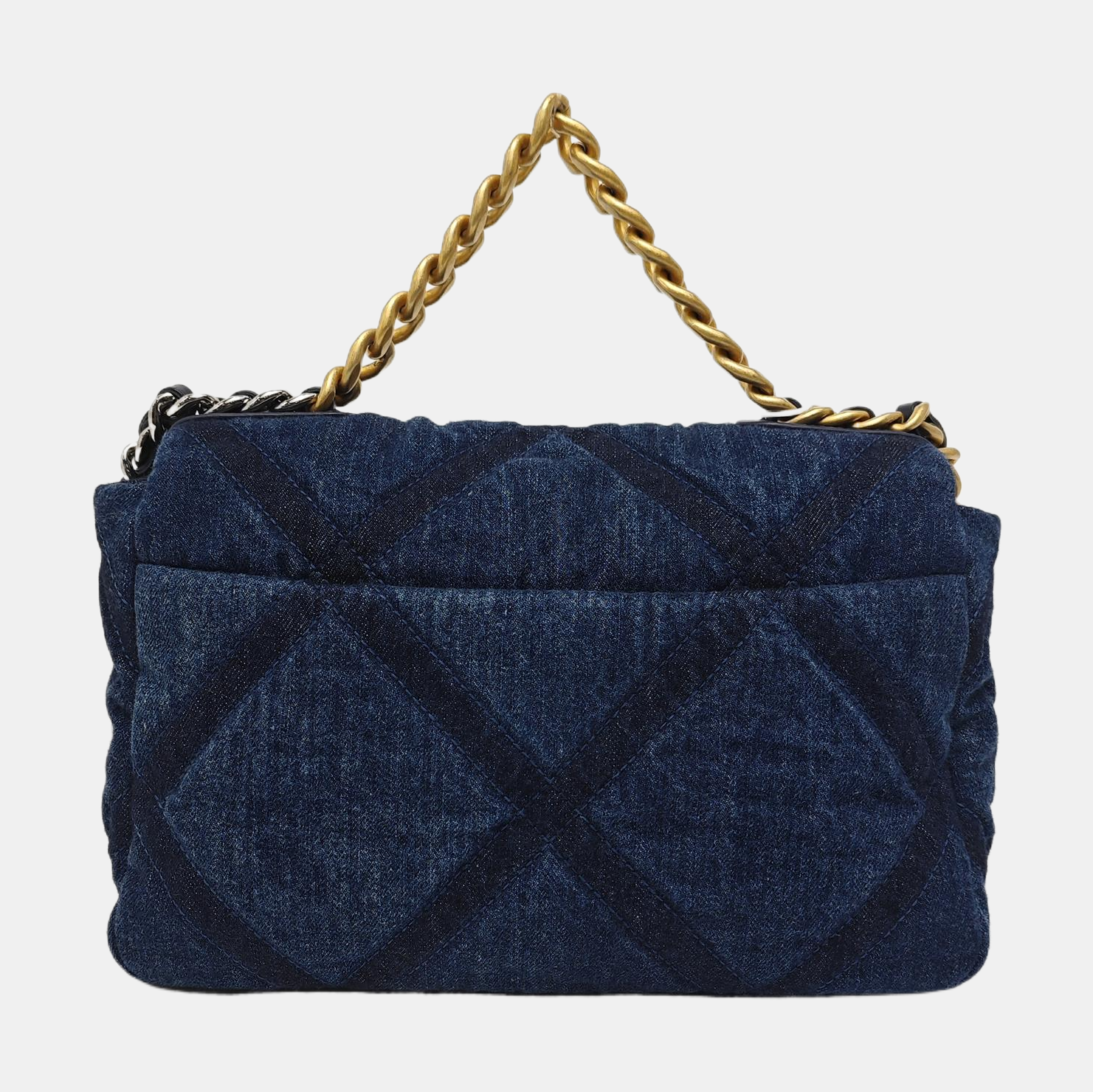 CHANEL 19 Small Quilted Denim Blue