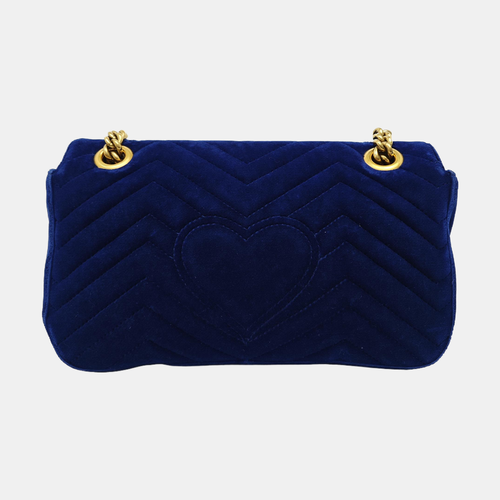 GG Marmont Medium Quilted Velvet Blue
