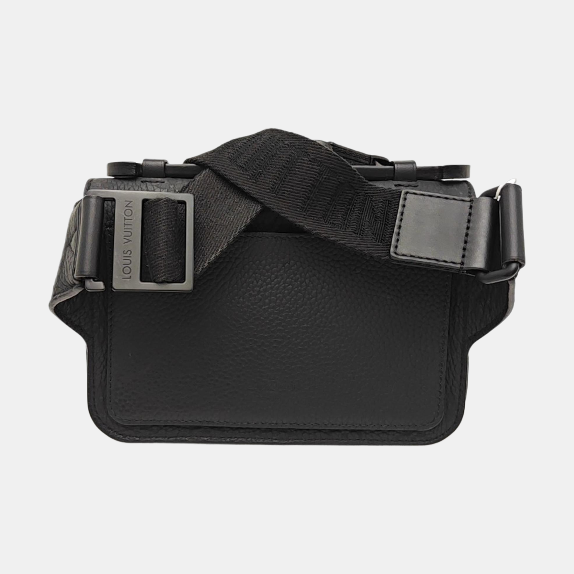 S LOCK Monogram Calfskin Black