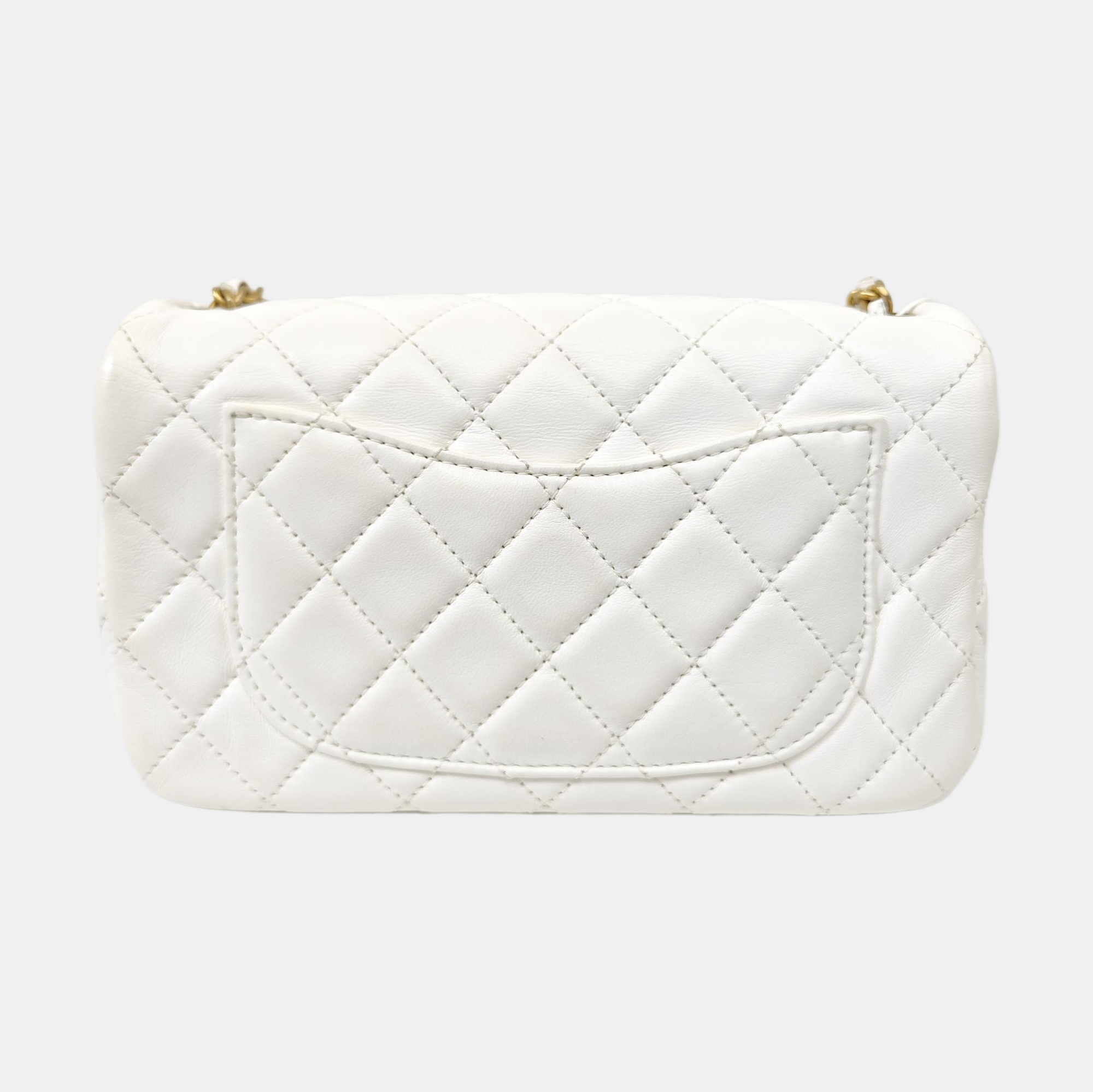 CLASSIC FLAP Mini Quilted Lambskin White