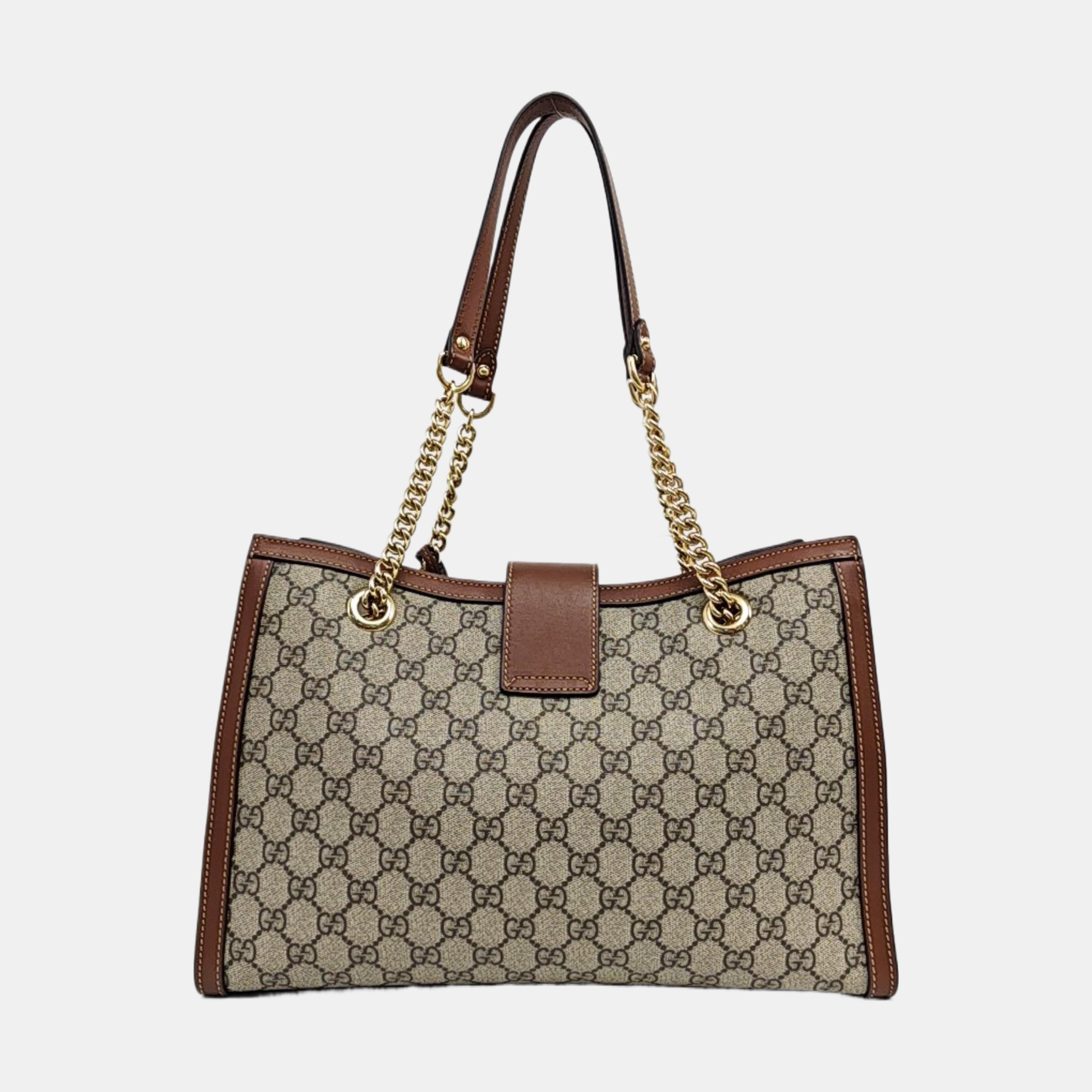 Padlock Medium Monogram Coated Canvas Beige