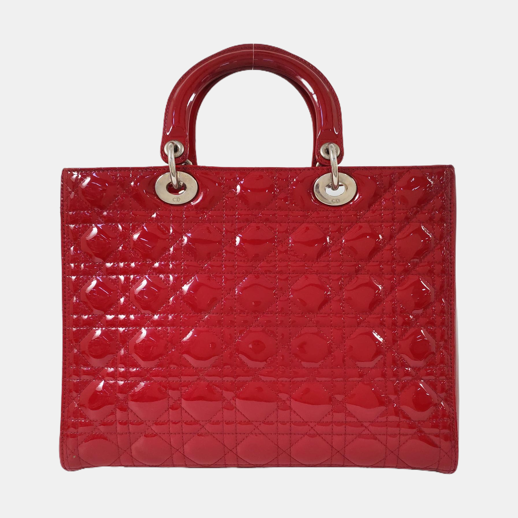 Lady Dior Large Cannage Patent Leather Red
