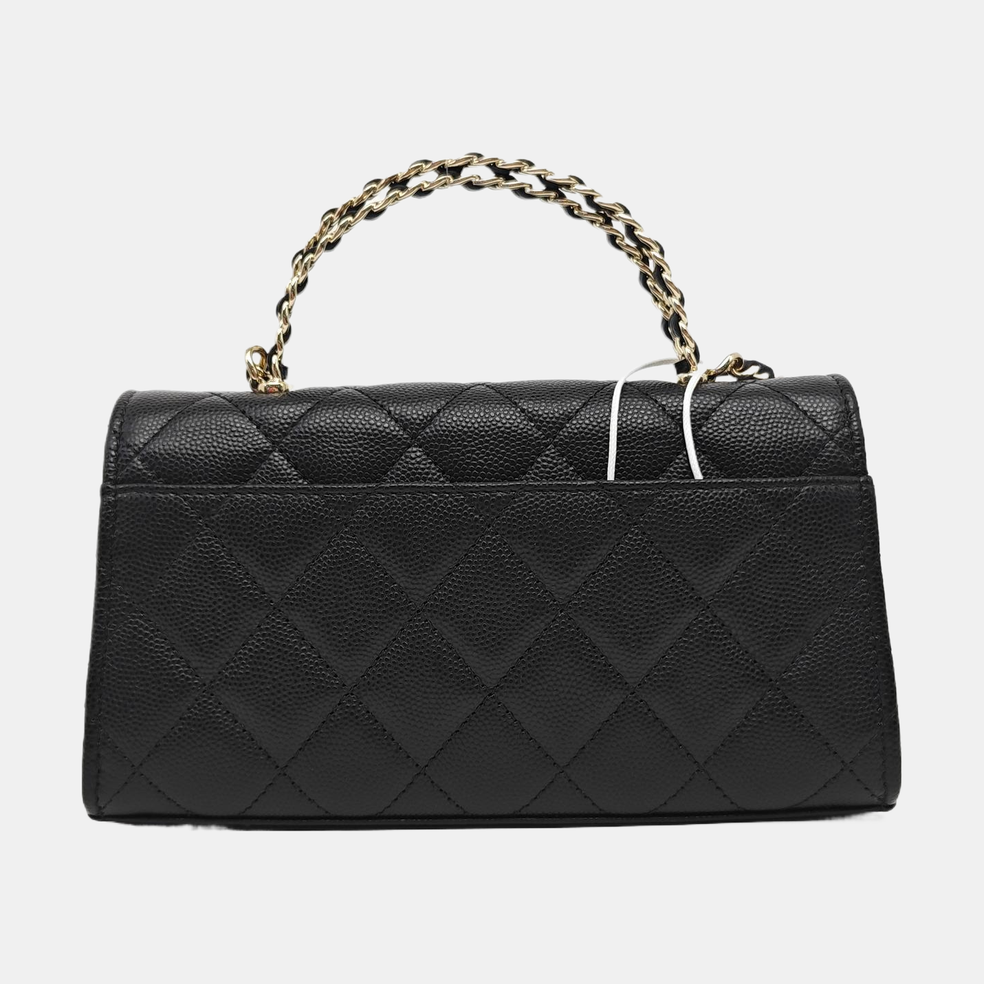 Quilted Grained Calfskin Shoulder Bag Large Black