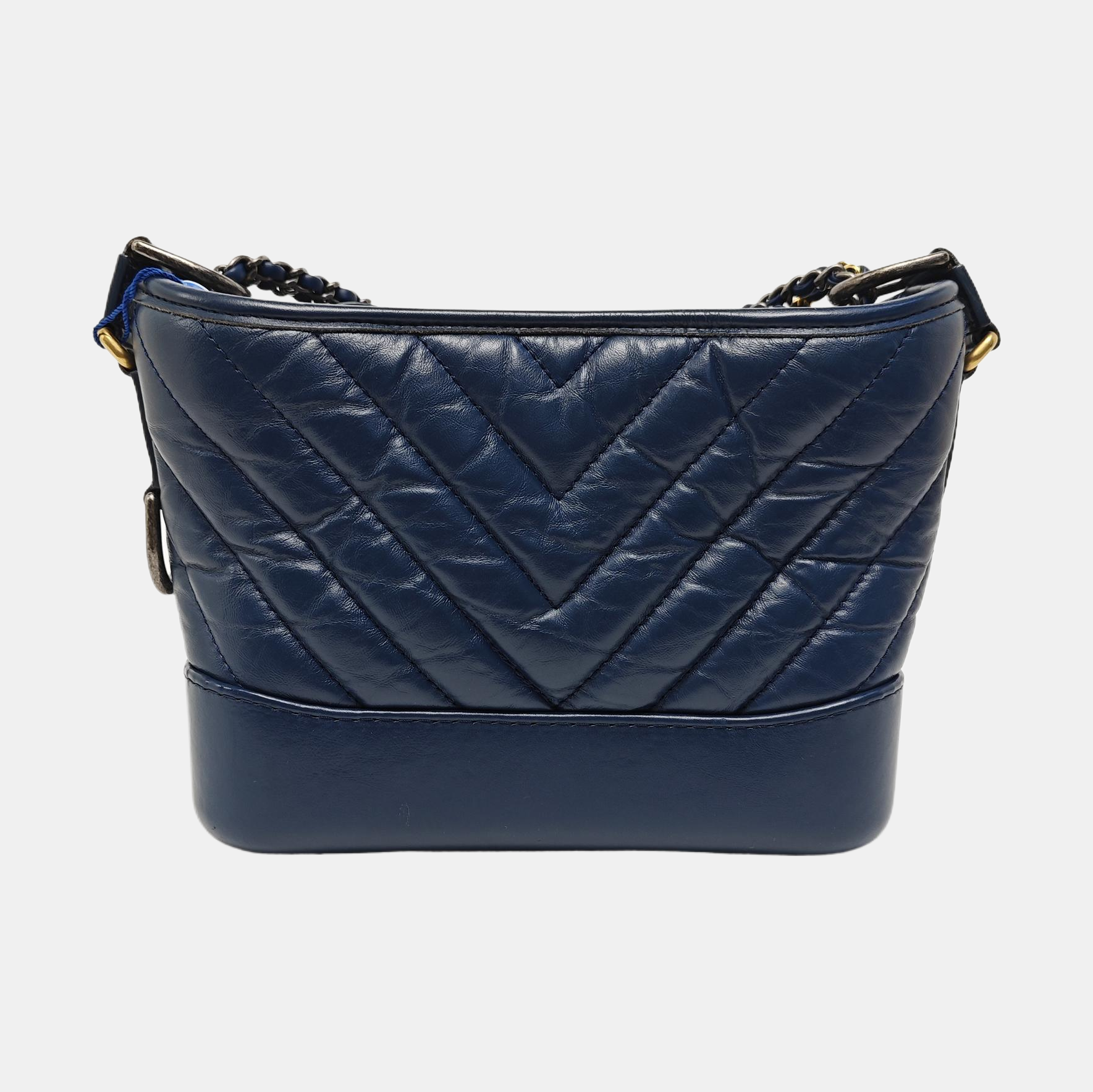 GABRIELLE Small Chevron Calfskin Blue
