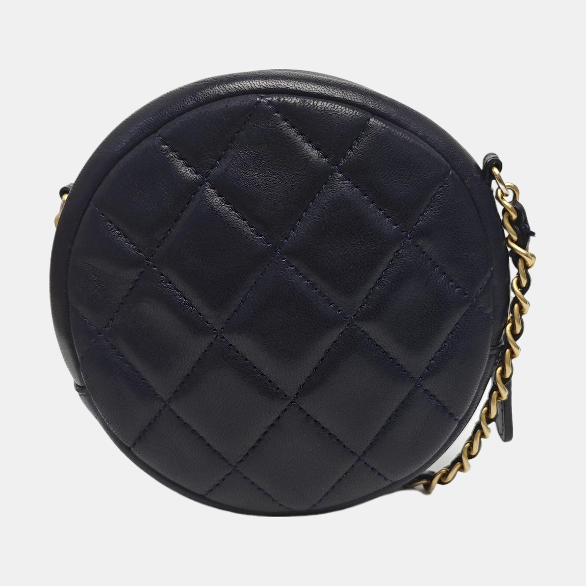 ROUND Quilted Lambskin Blue