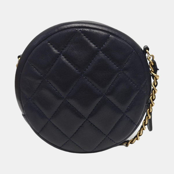 ROUND Quilted Lambskin Blue