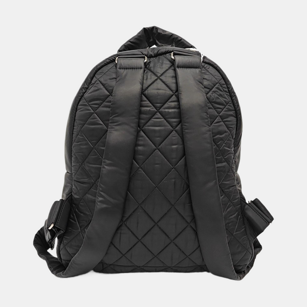Quilted Fabric Backpack Black