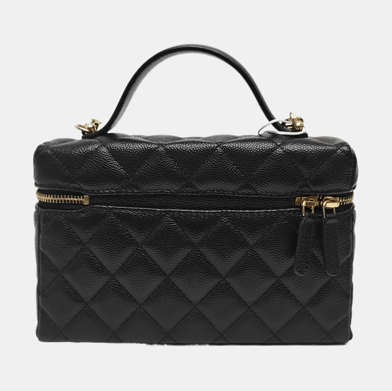 Quilted Grained Calfskin Shoulder Bag Black
