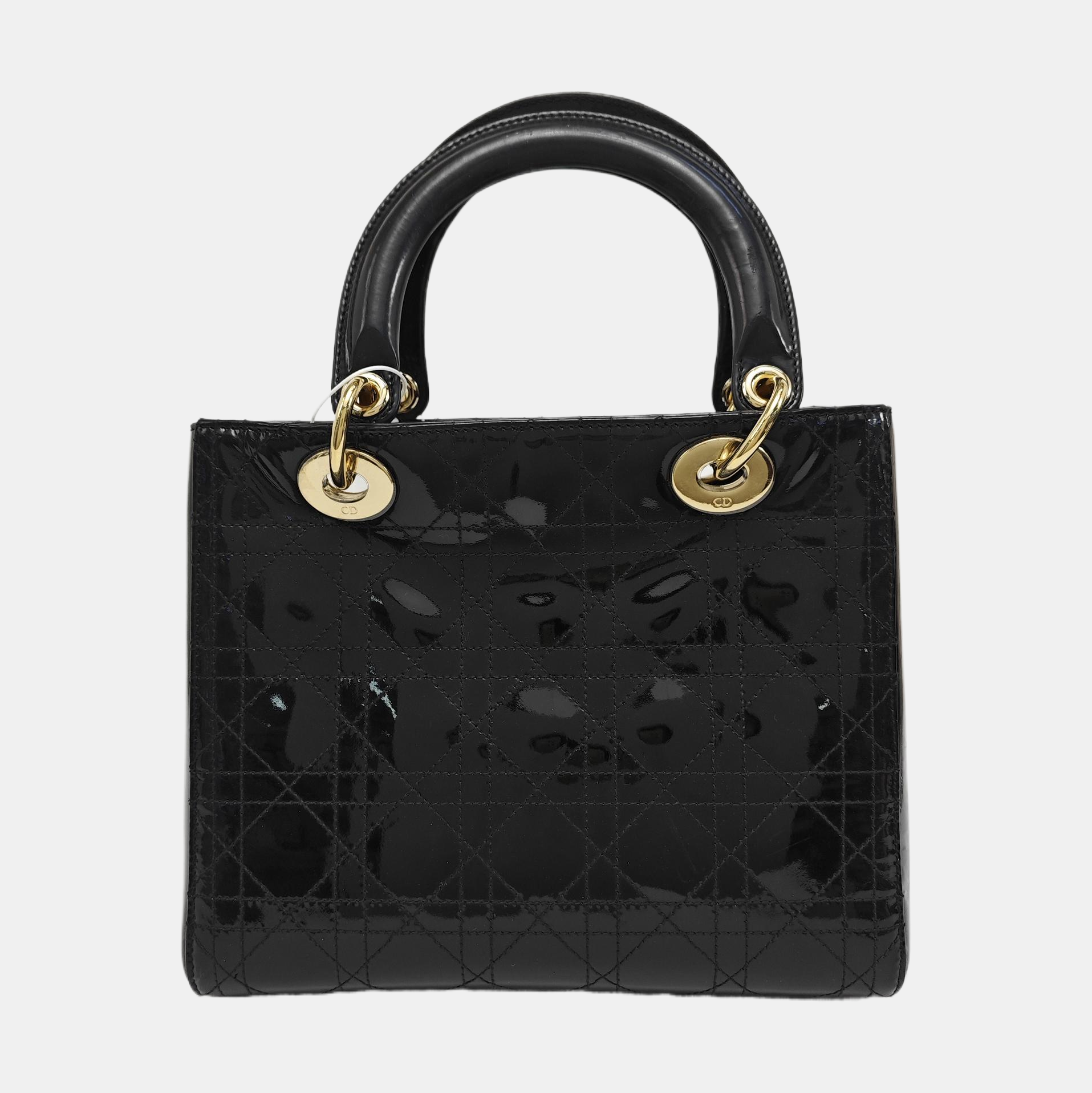 Lady Dior Medium Cannage Patent Leather Black