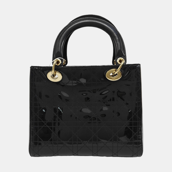 Lady Dior Medium Cannage Patent Leather Black