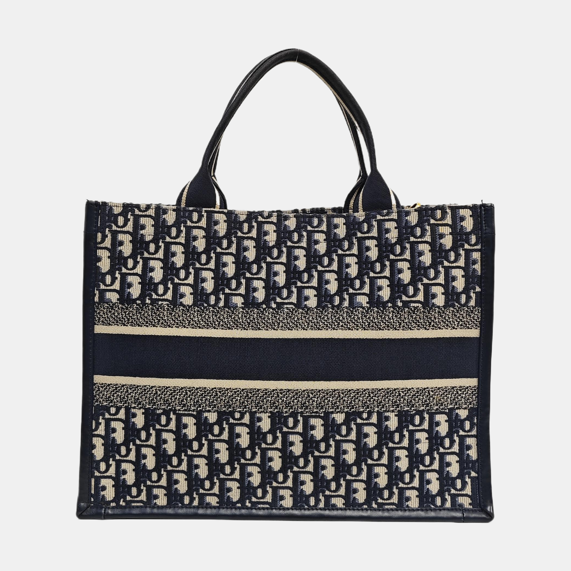 Book Tote Medium Oblique Canvas Blue